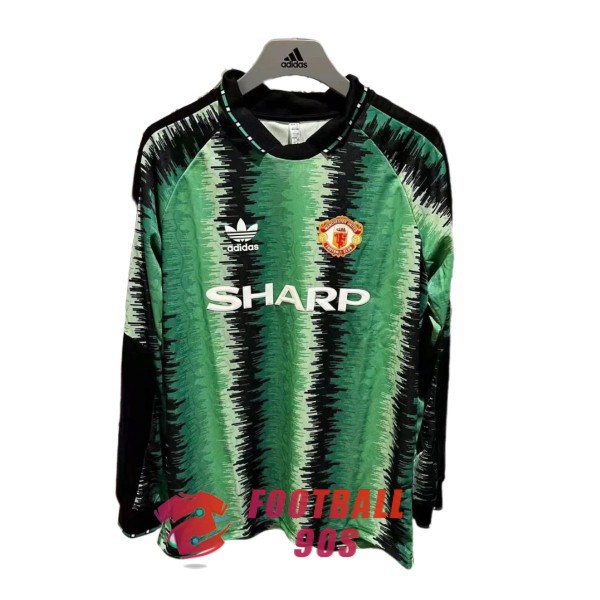 maillot manchester united vintage sharp gardien manche longue vert 1990-1992
