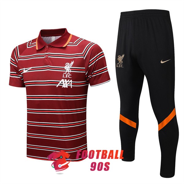 liverpool 2022-2023 entrainement rayure rouge blanc polo kit