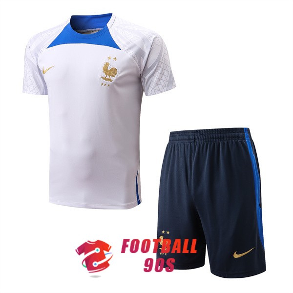 maillot france entrainement kit 2022-2023 blanc bleu clair