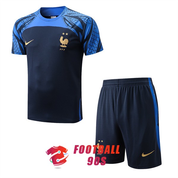 maillot france entrainement kit 2022-2023 bleu fonce bleu clair