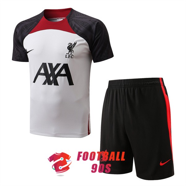 maillot liverpool entrainement kit 2022-2023 blanc rouge fonce noir