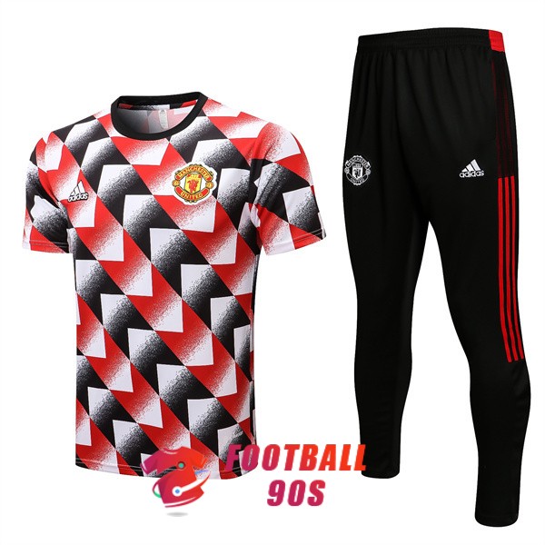 maillot manchester united entrainement kit 2022-2023 camouflage noir rouge blanc