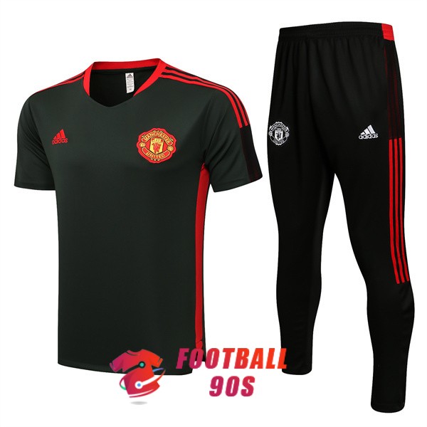 maillot manchester united entrainement kit 2022-2023 vert fonce rouge