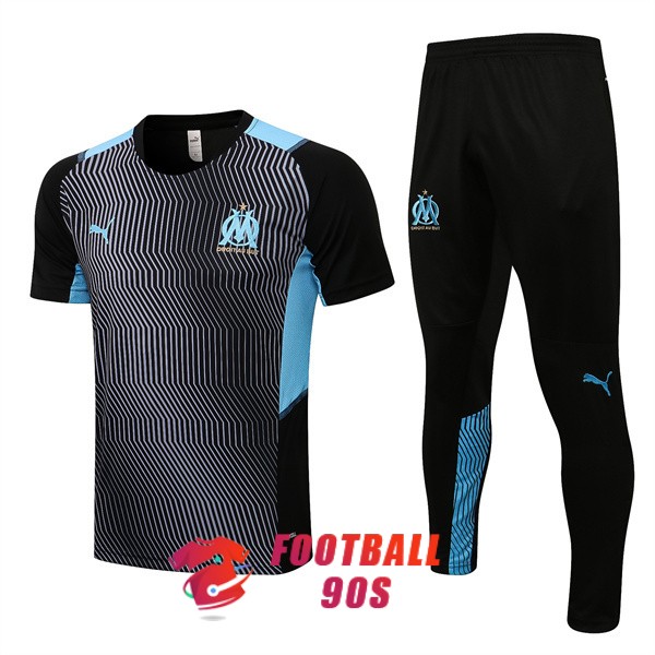 maillot om entrainement kit 2022-2023 rayure blanc noir bleu clair