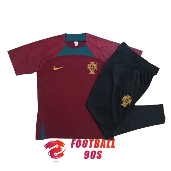 maillot portugal entrainement kit 2022-2023 rouge fonce vert (1)