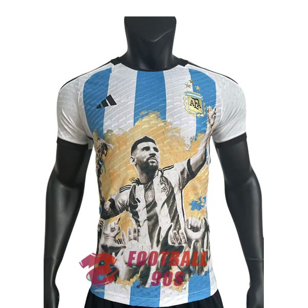 maillot argentine champions league version joueur bleu blanc noir jaune 2023-2024