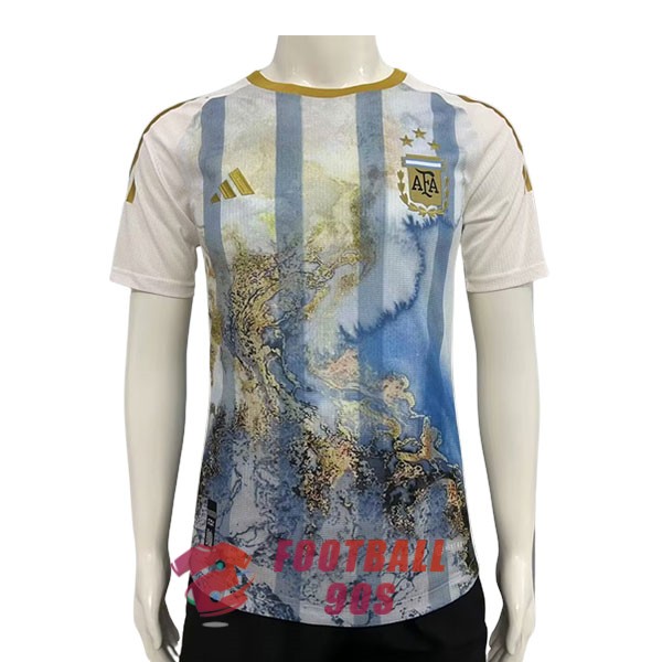 maillot argentine edition speciale version joueur 2023-2024 blanc bleu jaune noir