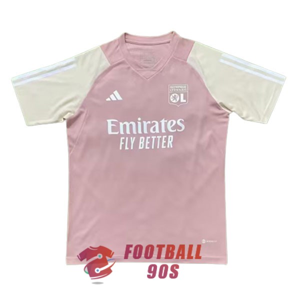 maillot ol entrainement 2023-2024 rose blanc