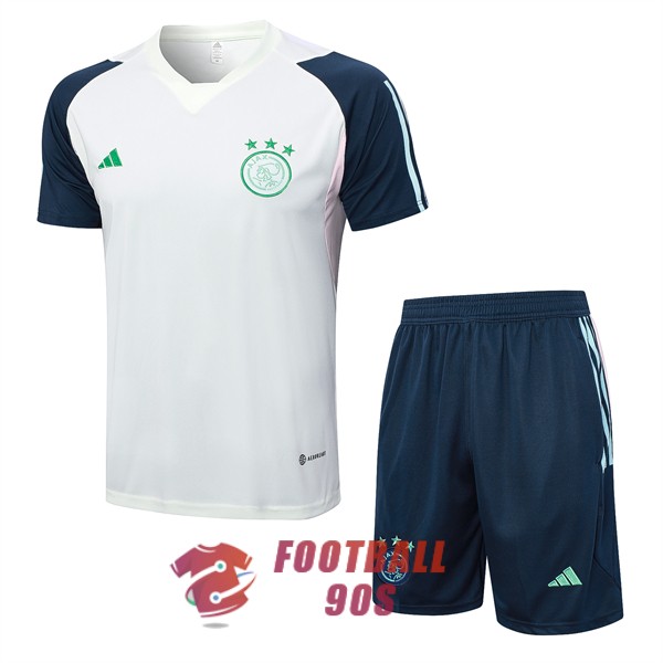maillot ajax entrainement kit 2023-2024 blanc bleu