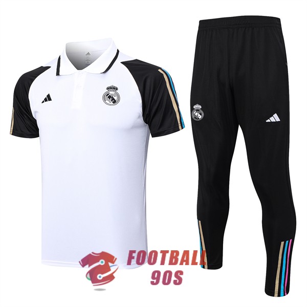 real madrid 2023-2024 entrainement blanc noir polo kit