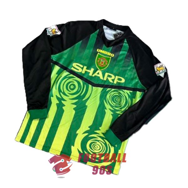 maillot manchester united vintage gardien manche longue vert noir 1997-1998
