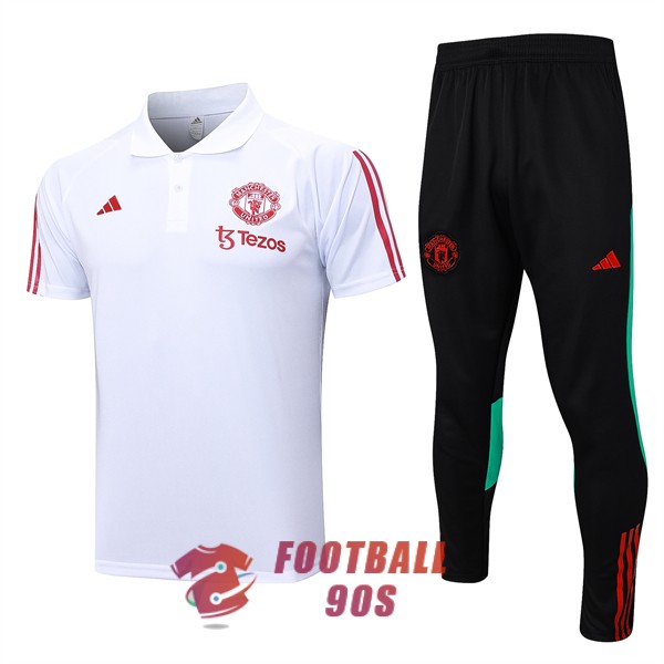 manchester united 2023-2024 entrainement blanc rouge polo kit