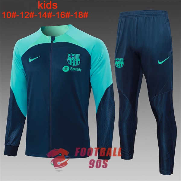 barcelone enfants 2023-2024 bleu fonce vert veste