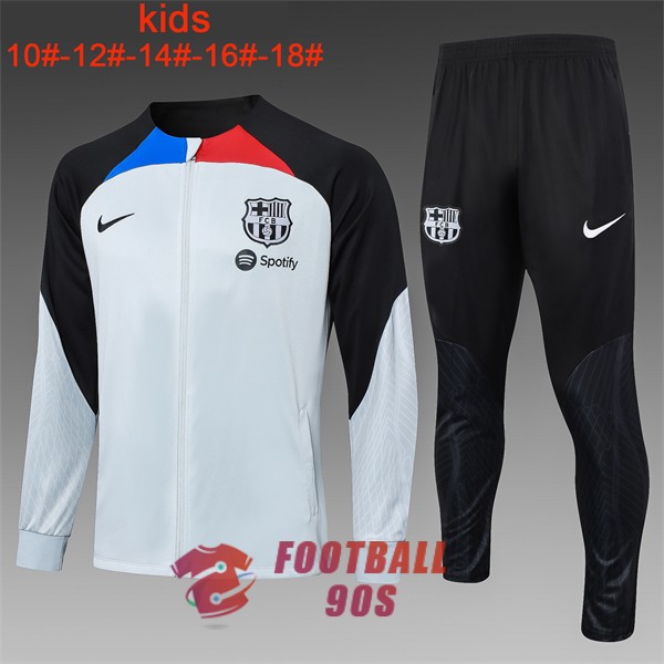 barcelone enfants 2023-2024 gris clair noir bleu rouge veste