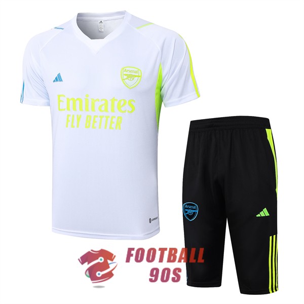 maillot arsenal entrainement kit 2023-2024 blanc vert bleu