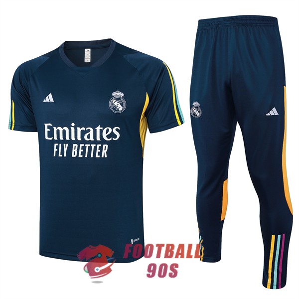 maillot real madrid entrainement kit 2023-2024 bleu fonce jaune