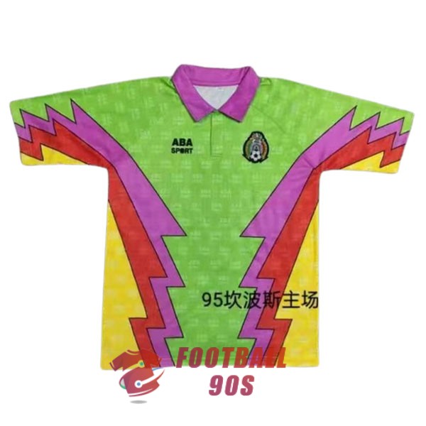 maillot mexique vintage vert rose rouge jaune gardien 1995