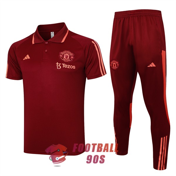 manchester united 2023-2024 entrainement rouge polo kit