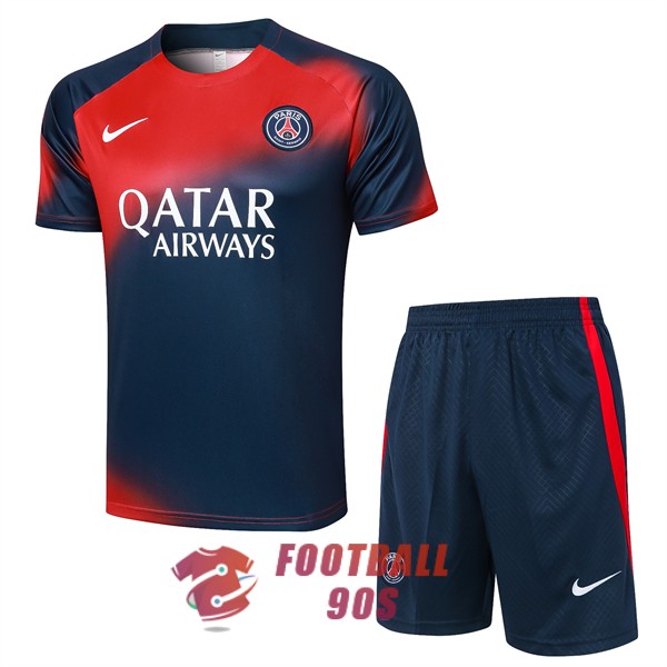 maillot psg entrainement kit 2023-2024 rouge bleu fonce