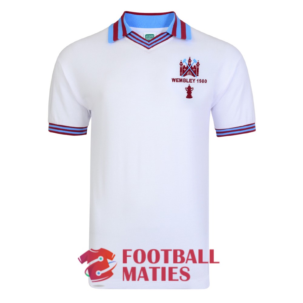 maillot west ham united vintage blanc champions league 1980